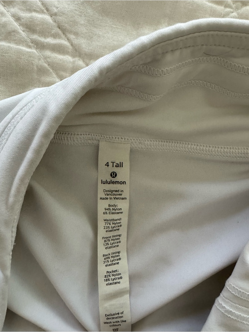 Lululemon White Athletic Skort with Built-In Shorts 4 Tall - Picture 4 of 4